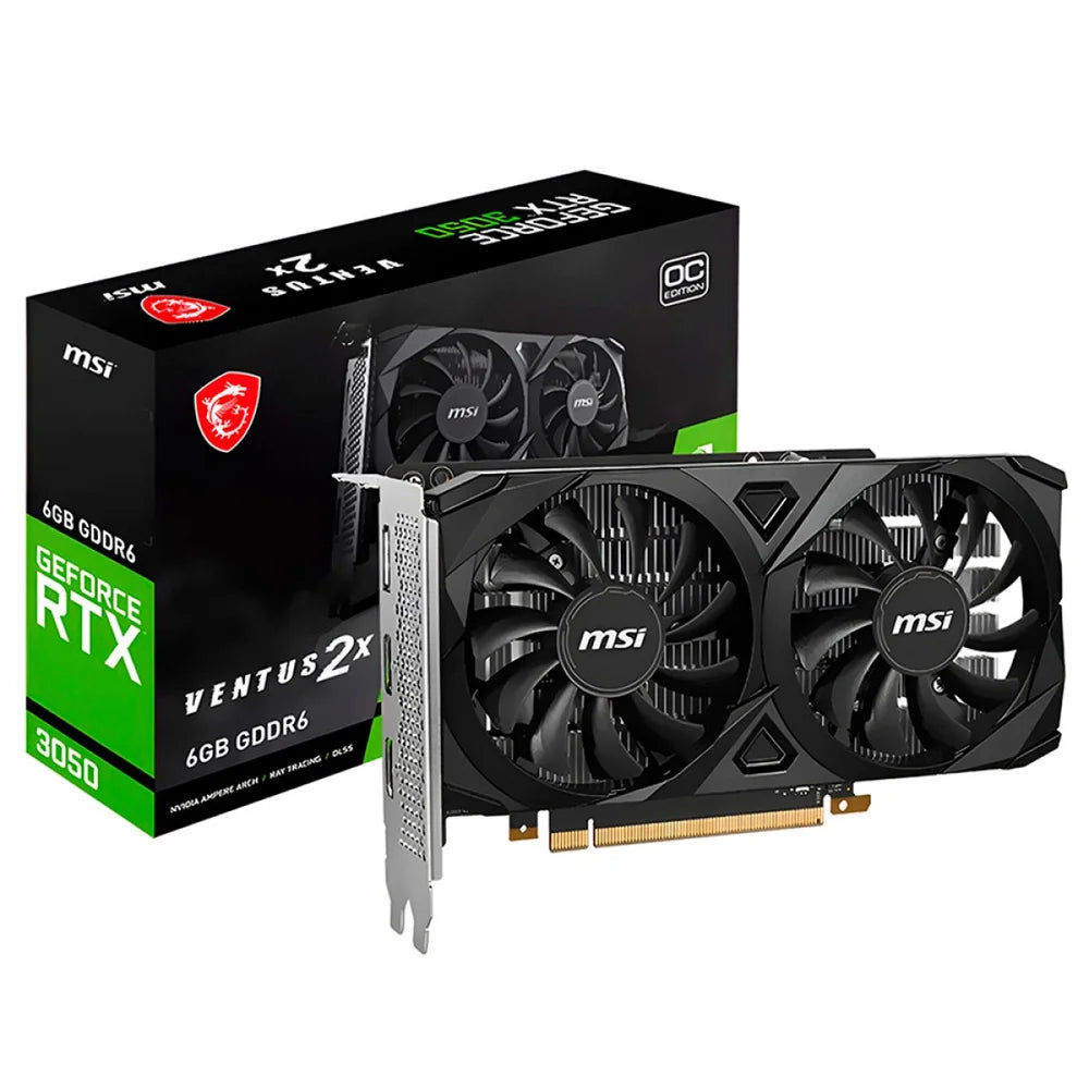 Placa de Vídeo MSI RTX 3050 Ventus 2X OC, 6GB, GDDR6, 96 Bits - 912-V812-016